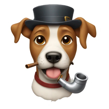 dog with a pipe sticker