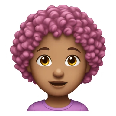 European, purple curly hair, baby, pink clothing. sticker
