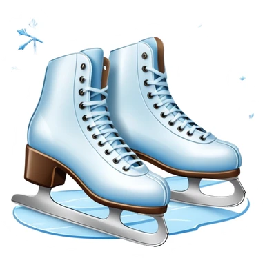 An icon showing In the background, twinkling lights, winter trees, and cheering spectators create a festive atmosphere. a pair of elegant ice skates gliding across a smooth, frozen rink with snowflakes in the air. Transparent background highlights the grace and charm of ice skating. sticker
