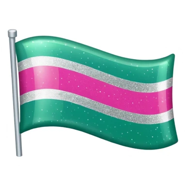 a tricolor flag featuring horizontal stripes of hot pink, glitter silver, and jade green. sticker