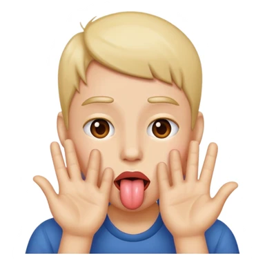 Tounge out with hands next to it sticker