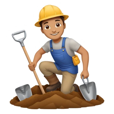 smiling man digging with a shovel sticker