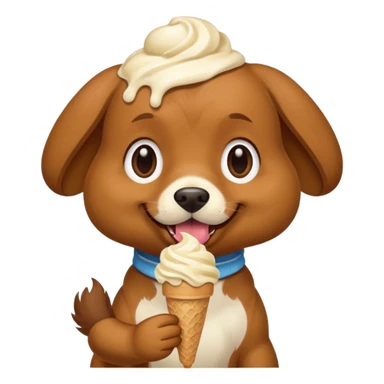dog eating icecream sticker