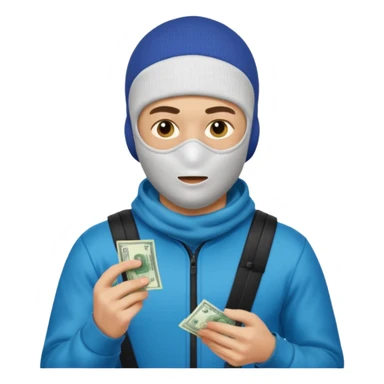 young man with a skimask doing a Money spread sticker
