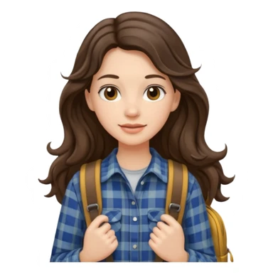 aestethic brunette long wavy hair walking with a backpack sticker