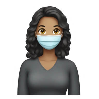 brunett woman wearing a face mask sticker