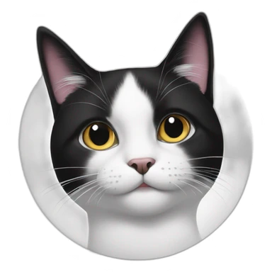 black and white cat with black dot at chin sticker