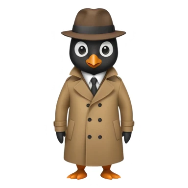 kahverengi trençkotlu penguen dedektif  sticker