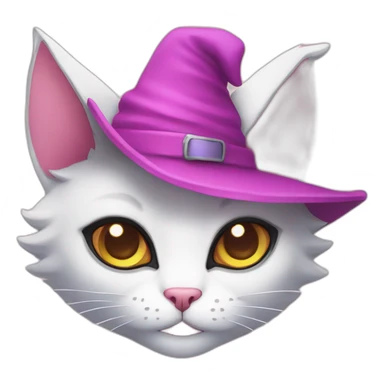 witchcat with pink eyes and light pink hat sticker