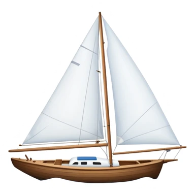 Sailboat – White sail on wooden hull sticker