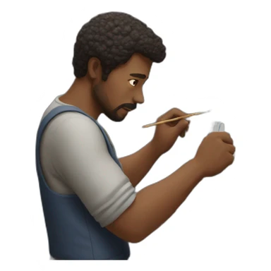 a man paints a picture  sticker