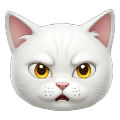 Cartoon White cat angry sticker