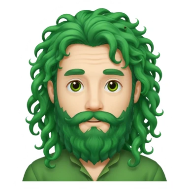 green long curly hair and beard man sticker