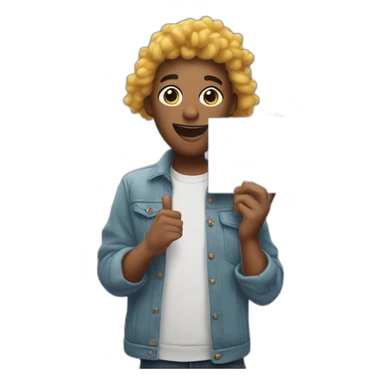 TikToker holding a billboard sticker