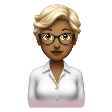 lady wear white shirt, pink pant and a spectacle sticker