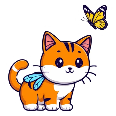 orange cat as a butterfly  sticker