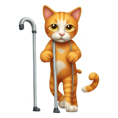 Orange cat on crutches  sticker