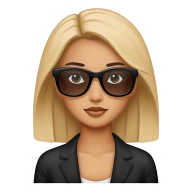 a woman wearing small black rectangular sunglasses sticker