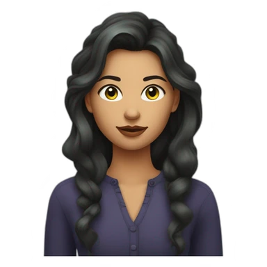 Jeune femme aux yeux verts foncés et aux longs cheveux noirs ondulés ayant une cicatrice lui barrant le sourcil. sticker