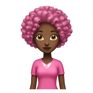 Black girl with curls and a pink outfit  sticker