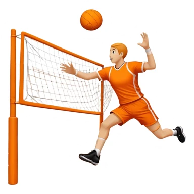 A handball on the court, with the goalposts in the background. The scene captures the ball mid-flight as it heads toward the goal, emphasizing the dynamic and fast-paced nature of the game, with clear court lines and a sense of movement in the air. sticker