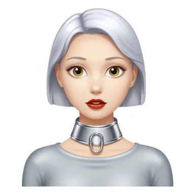 luxury fetish collar, silver chrome, smooth rounded metal, dominant erotic mood sticker