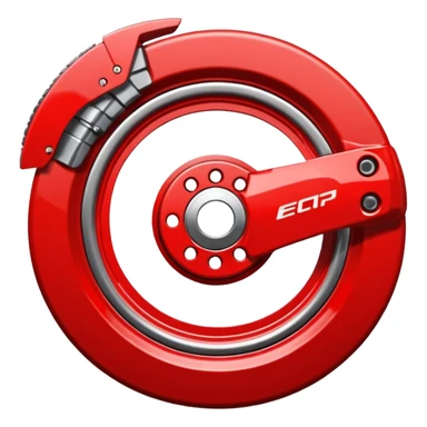 
Car wheel emoji with red brake caliper inside wheel on brake disc sticker