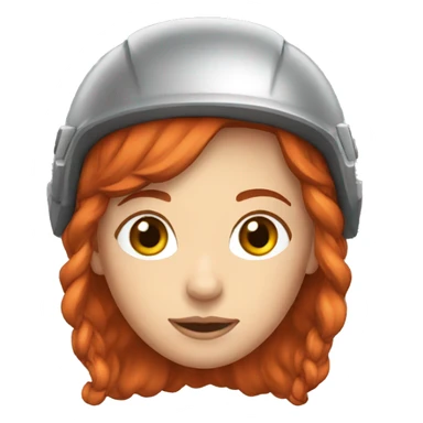 a red hair female with mountaineer helmet sticker