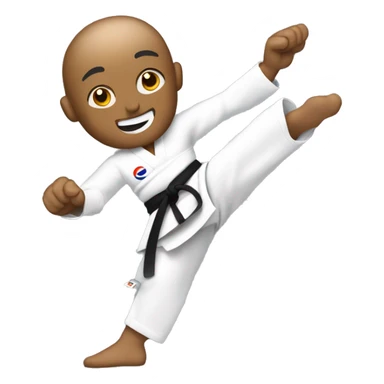 Una persona practicando Taekwondo, con un brazo amputado. Sus movimientos son elegantes y determinados, demostrando habilidad y pasión por este arte marcial. sticker