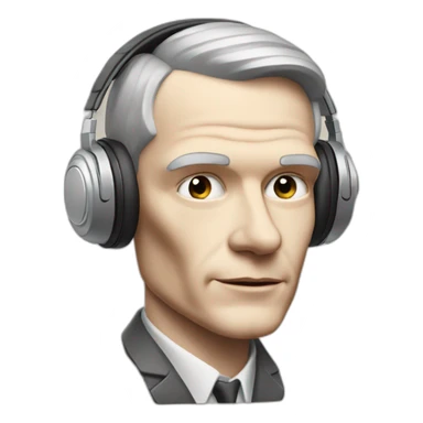 Alan Turing listening to an audiobook using iphone and an airpod sticker