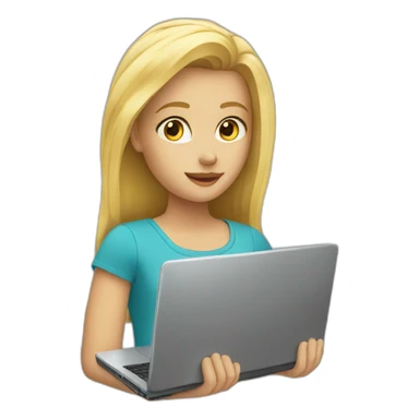 blond girl with laptop sticker