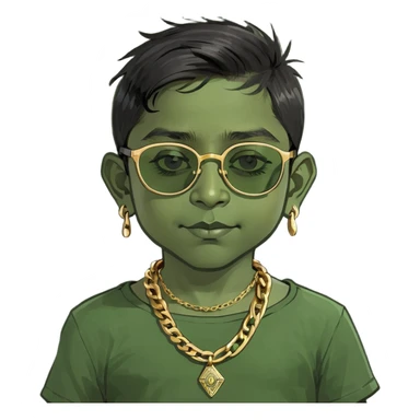 A Indian child with cool glasses and a gold chain necklace  sticker