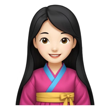 korean woman with long hair sticker