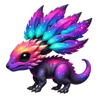 Epic Edgy Cute Colorful Vibrant Dark Nebula Modern Vernid-Protogen-creature-animal, full body sticker