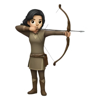 an archer aiming, dark hair, bright skin, modern cloth sticker