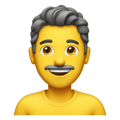 A guy with yellow skin, dark eyes and short waving and saying hi sticker