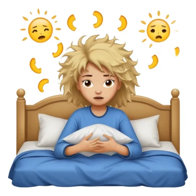 girl in bed, tossing and turning, stressed sticker