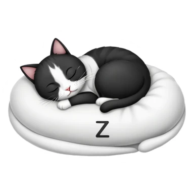black and white cat with letter zzz sticker