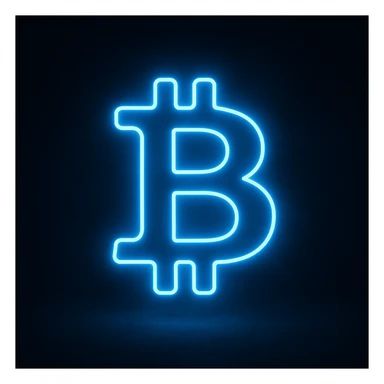 Bitcoin sign (₿) emoji, neon-blue style, electric-blue glow, smooth lines, techy aesthetic, dark background. sticker