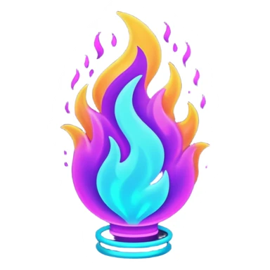 futuristic glowing neon flame, purple and cyan energy glow, dark background sticker