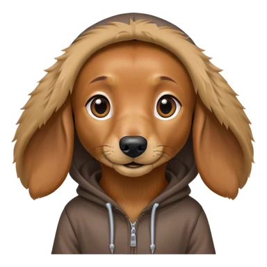 Long haired dachshund wearing a hoodie sticker