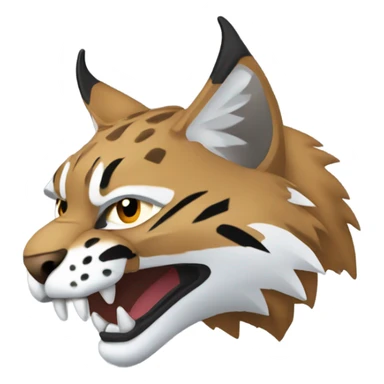 Bobcat head side view with dangerous fangs facing left sticker