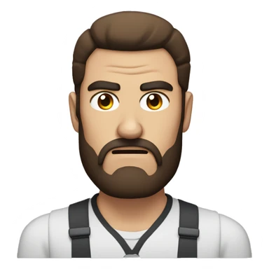 man with brown beard, blackeybrows and middle long brown hair looking angry sticker