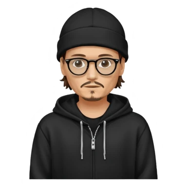 glassed johnyy depp with black hoodie sticker