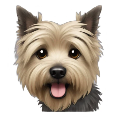 dog,  Cairn Terrier, hairy, black fur with white goate, tongue out sticker