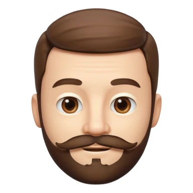 A 3D cartoon male face with short beard and mustache resembling whiskers, friendly expression, warm light, realistic Memoji-style texture. sticker