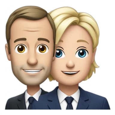 Macron et marin le pen se font un câlin sticker