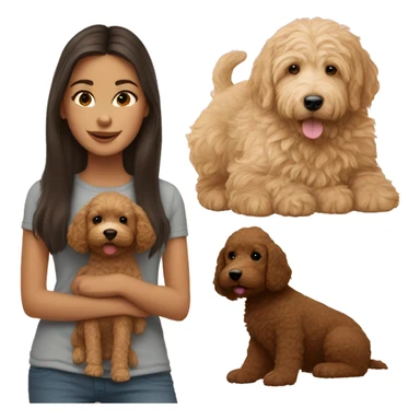 Brunette girl with golden doodle puppy sticker