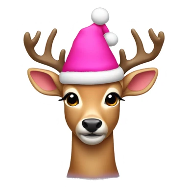 deer with pink christmas hat sticker