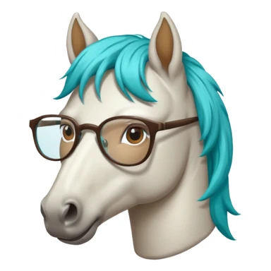 whitehorse head with turquoise hair and glasses sticker